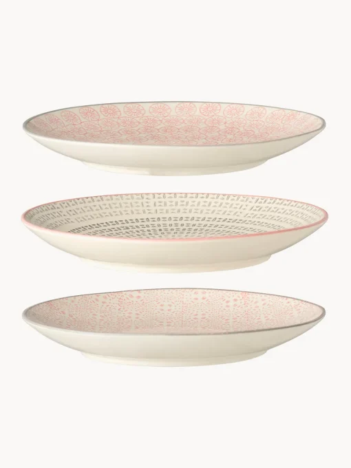 Bloomingville Platos postre pintados a mano con estampado divertido Cécile, 3 uds.