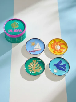 Jonathan Adler Posavasos de porcelana Playa, 4 uds.^ Posavasos|Vajillas Completas
