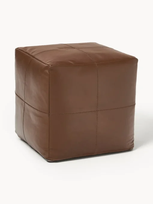 Westwing Collection Puf artesanal de cuero Raven