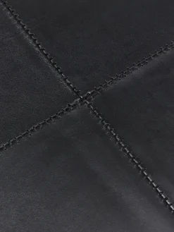 Westwing Collection Puf artesanal de cuero Raven^ Cojines Para Suelo Y Pufs|Mantas