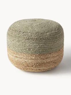 Westwing Collection Puf artesanal de yute Bono^ Mantas|Cojines Para Suelo Y Pufs