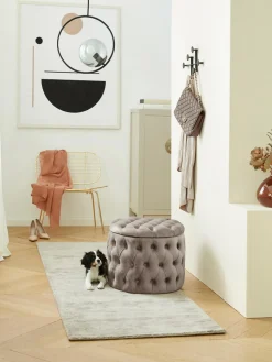 Westwing Collection Puf de terciopelo Chiara, con espacio de almacenamiento