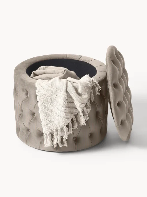 Westwing Collection Puf de terciopelo Chiara, con espacio de almacenamiento