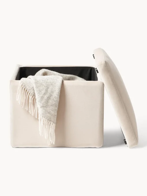 Westwing Collection Puf de terciopelo con espacio de almacenamiento Winou