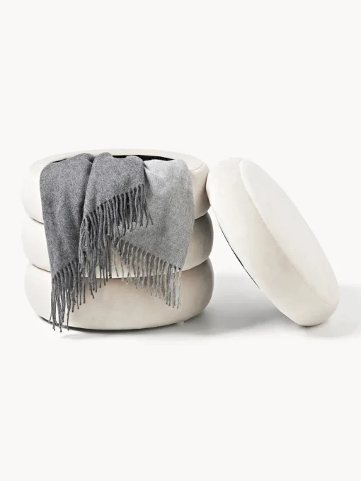 Westwing Collection Puf de terciopelo con espacio de almacenamiento Alto