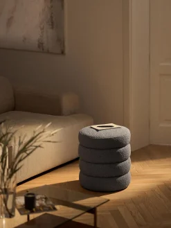 Westwing Collection Puf en tejido bouclé Alto