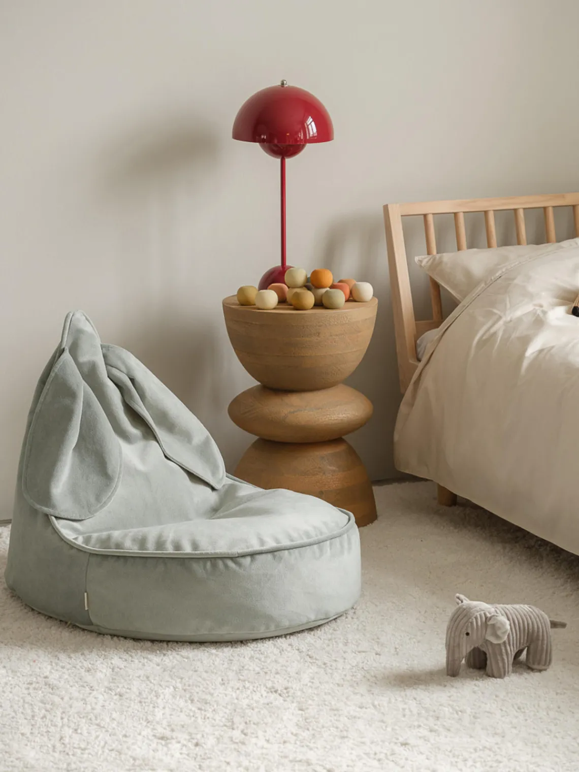 Wigiwama Puf infantil de terciopelo Bunny^Niños Decoración Infantil|Puf Infantiles