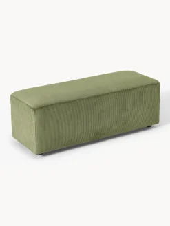 Westwing Collection Puf reposapiés de pana grande Melva, 116 x 42 cm^ Reposapiés|Sofás