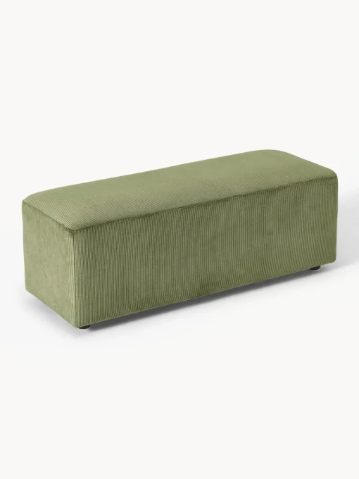 Westwing Collection Puf reposapiés de pana grande Melva, 116 x 42 cm^ Reposapiés|Sofás