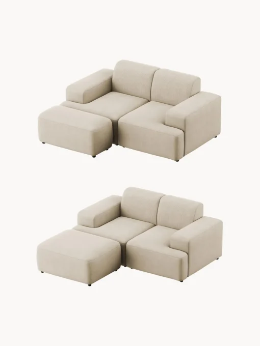 Westwing Collection Puf reposapiés de pana Melva, An 99 x F 72 cm^ Reposapiés|Sofás