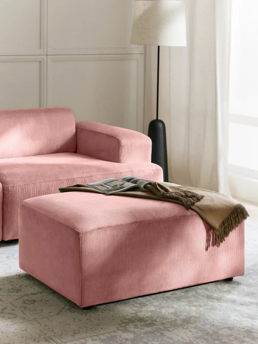 Westwing Collection Puf reposapiés de pana Melva, An 99 x F 72 cm^ Reposapiés|Sofás