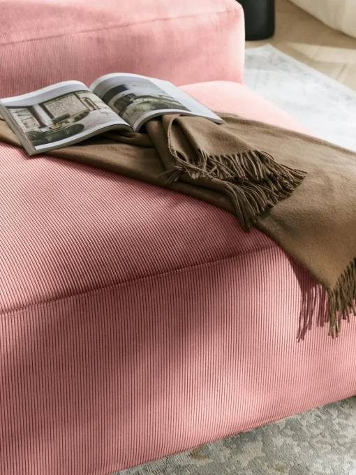 Westwing Collection Puf reposapiés de pana Melva, An 99 x F 72 cm^ Reposapiés|Sofás