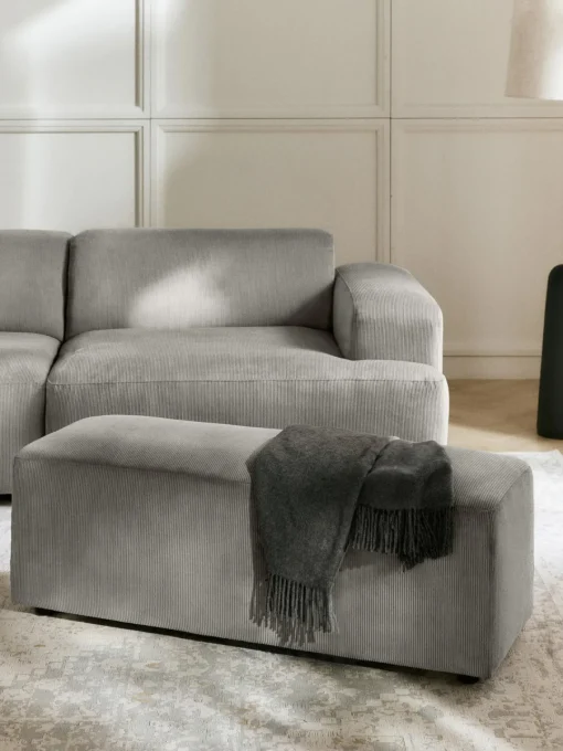 Westwing Collection Puf reposapiés de pana Melva, 99 x 42 cm