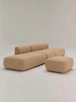 Westwing Collection Puf reposapiés en tejido bouclé Sofia