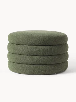 Westwing Collection Puf reposapiés grande en tejido bouclé con espacio de almacenamiento Alto