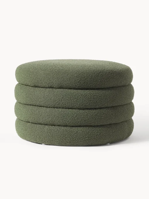 Westwing Collection Puf reposapiés grande en tejido bouclé con espacio de almacenamiento Alto