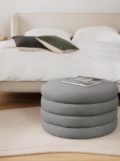 Westwing Collection Puf reposapiés grande en tejido bouclé con espacio de almacenamiento Alto^ Pufs Y Otomanos