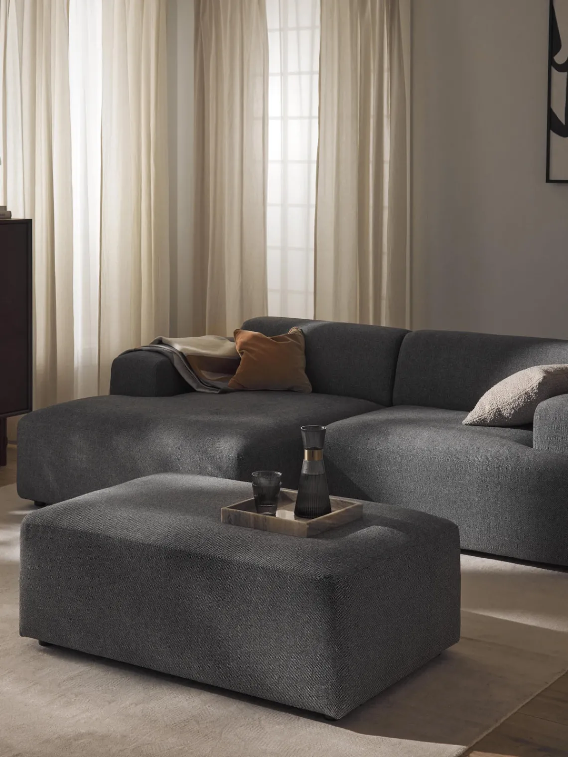 Westwing Collection Puf reposapiés grande Melva, 116 x 72 cm^ Reposapiés|Sofás