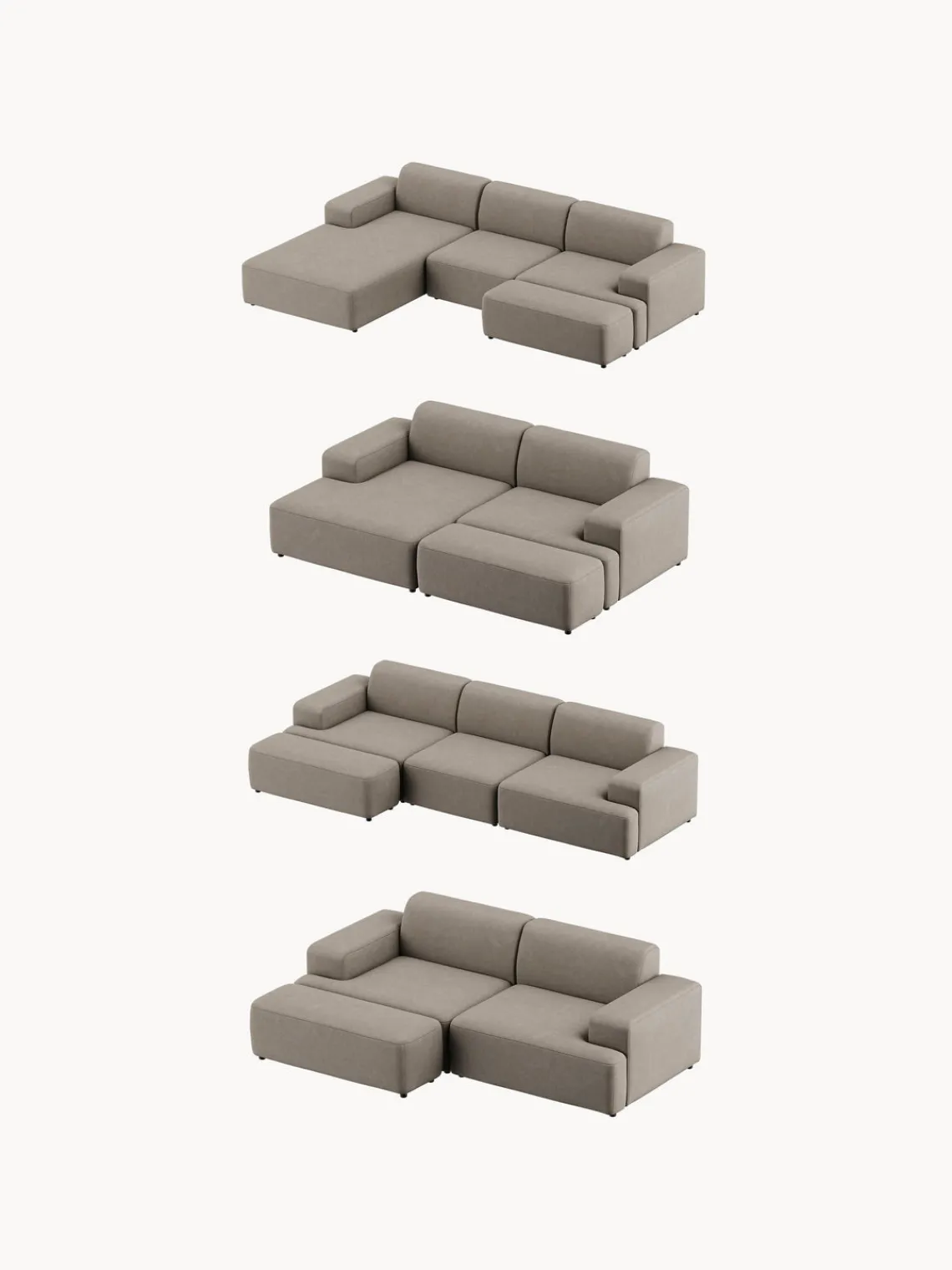 Westwing Collection Puf reposapiés grande Melva, 116 x 42 cm^ Reposapiés|Sofás