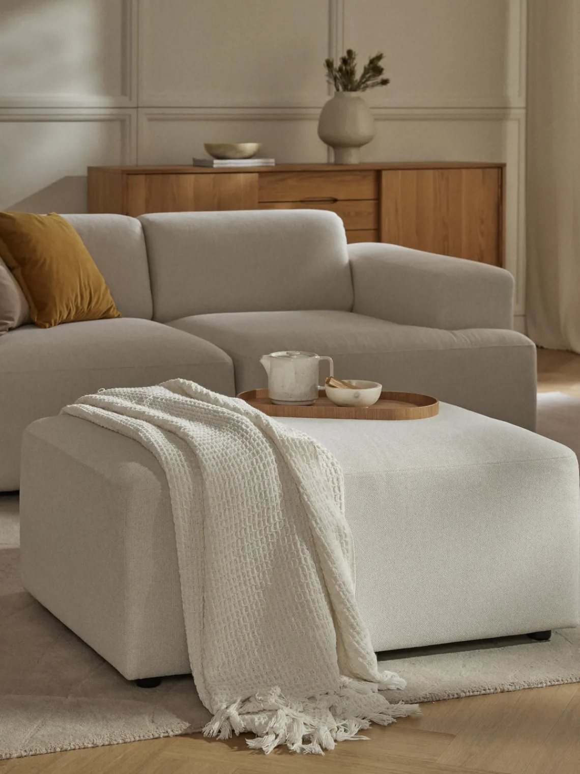 Westwing Collection Puf reposapiés Melva, 99 x 72 cm