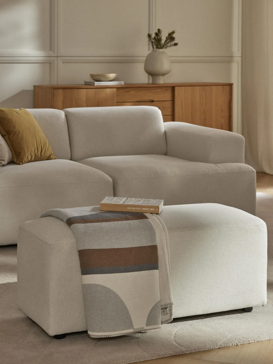 Westwing Collection Puf reposapiés Melva, 99 x 42 cm