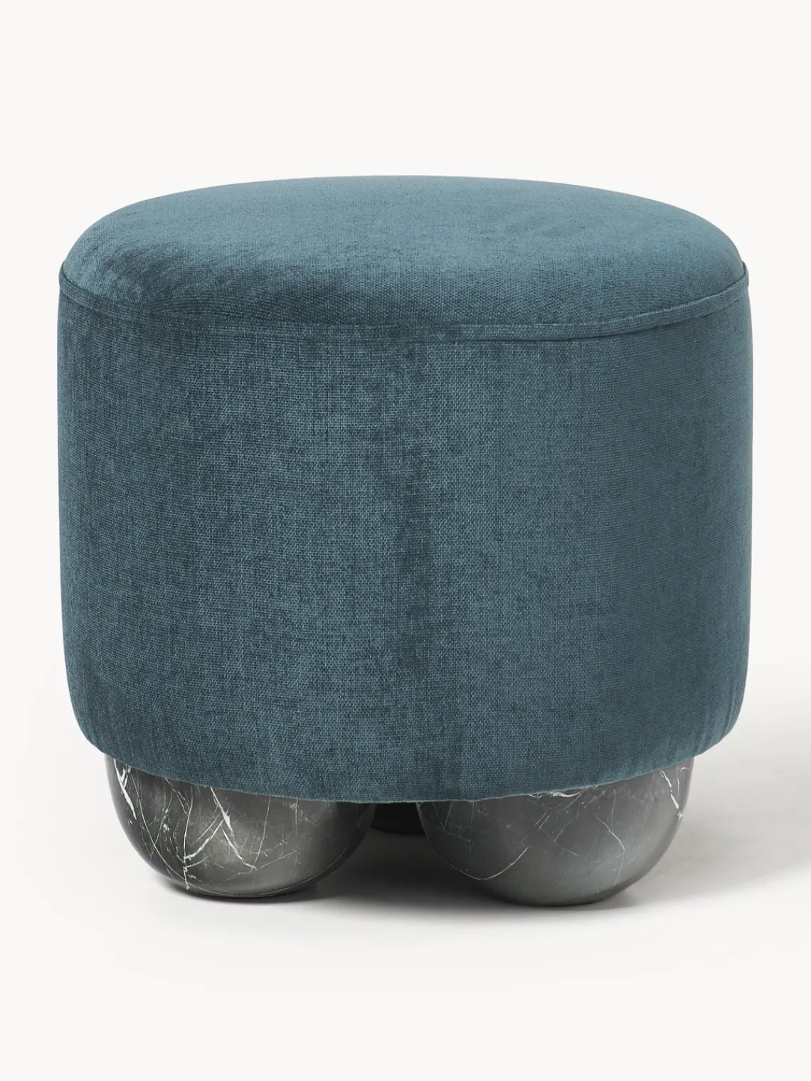 Westwing Collection Puf reposapiés tapizado con patas de bola de mármol Lino^ Pufs Y Otomanos|Pufs Y Otomanos