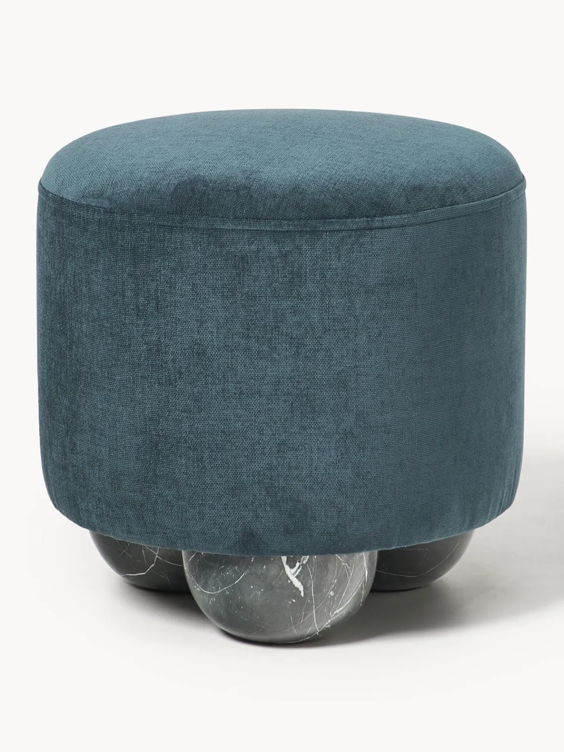 Westwing Collection Puf reposapiés tapizado con patas de bola de mármol Lino^ Pufs Y Otomanos|Pufs Y Otomanos