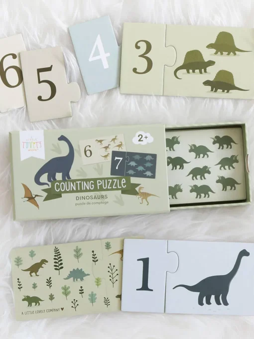 A Little Lovely Company Puzzle de madera para contar Dinosaurs^Niños Juguetes A Partir De 1 Año|Decoración Infantil