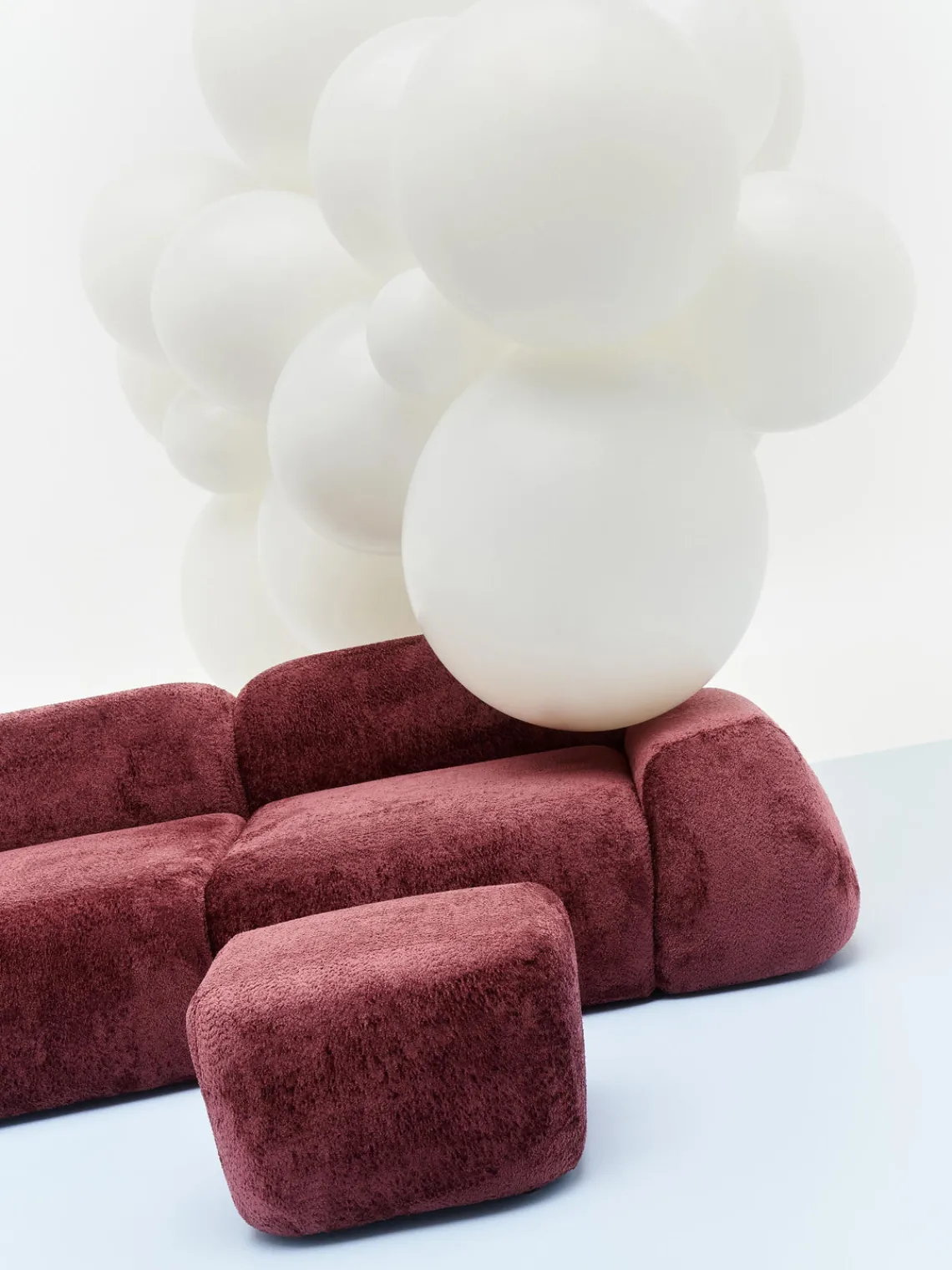 Westwing Collection Reposapiés puf de borreguillo bouclé Wolke^ Reposapiés|Sofás