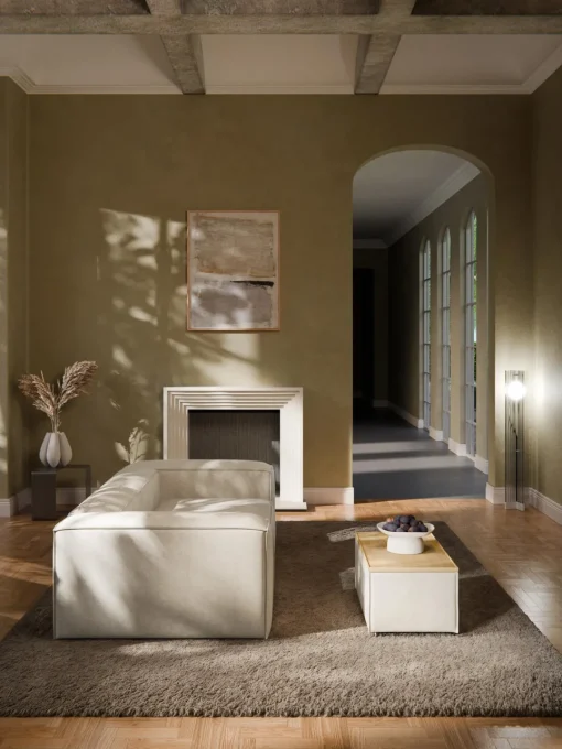 Westwing Collection Reposapiés puf de mezcla de lino con espacio de almacenamiento Lennon