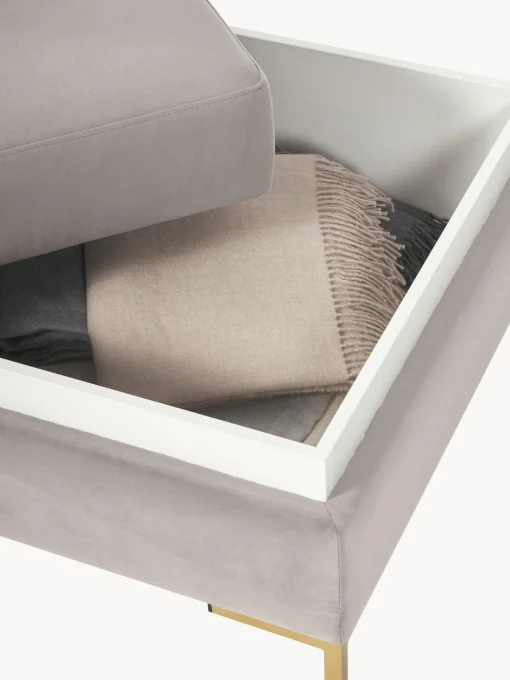 Westwing Collection Reposapiés puf de terciopelo con espacio de almacenamiento Luna^ Reposapiés|Sofás