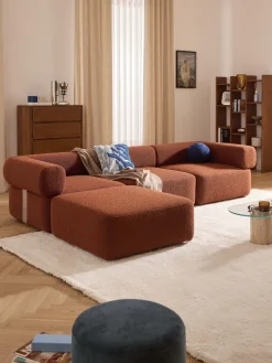 Westwing Collection Reposapiés puf en tejido bouclé Anton^ Sofás