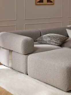 Westwing Collection Reposapiés puf en tejido bouclé Anton^ Sofás