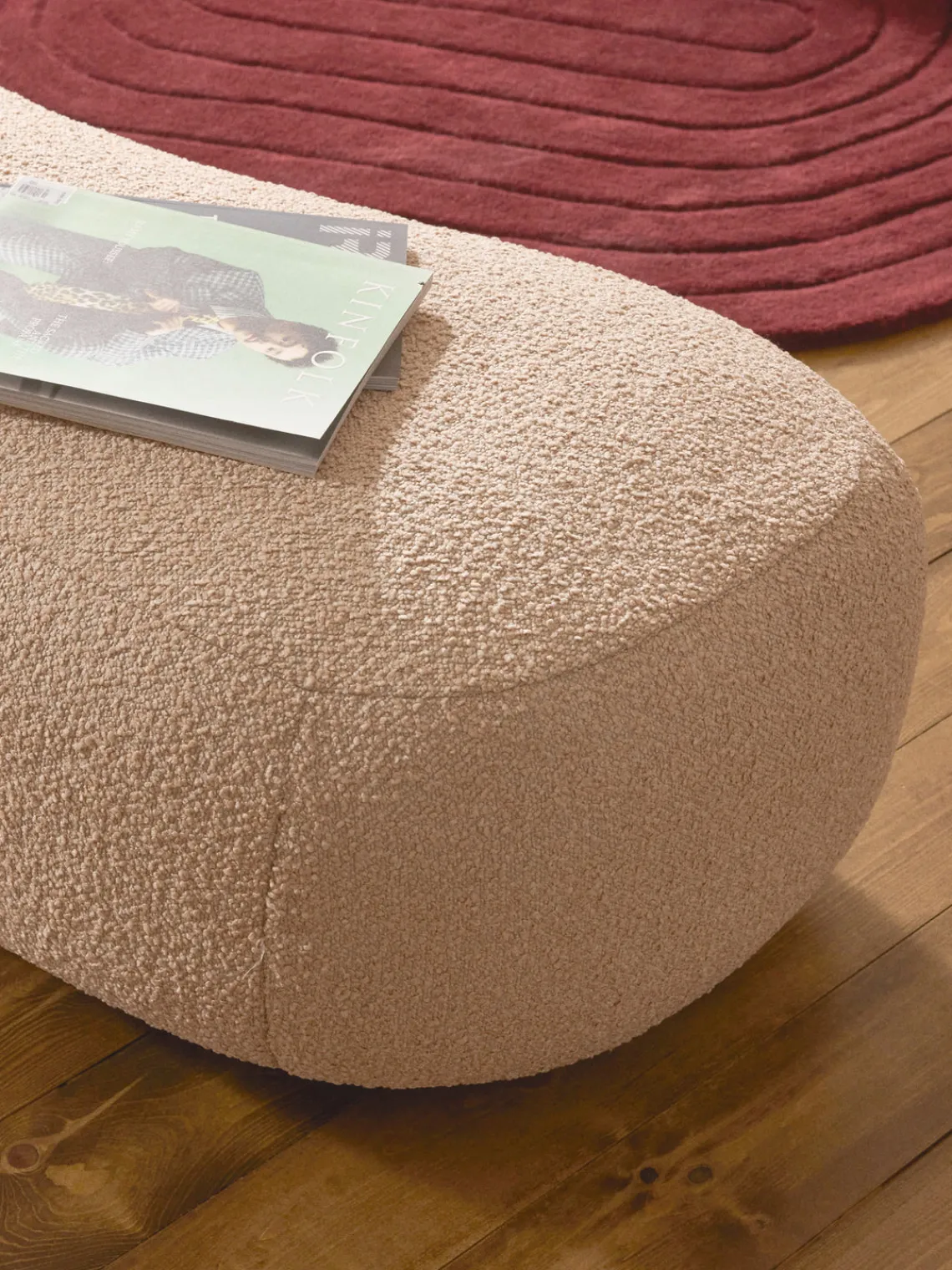 Westwing Collection Reposapiés puf grande en tejido bouclé Alba^ Reposapiés|Sofás