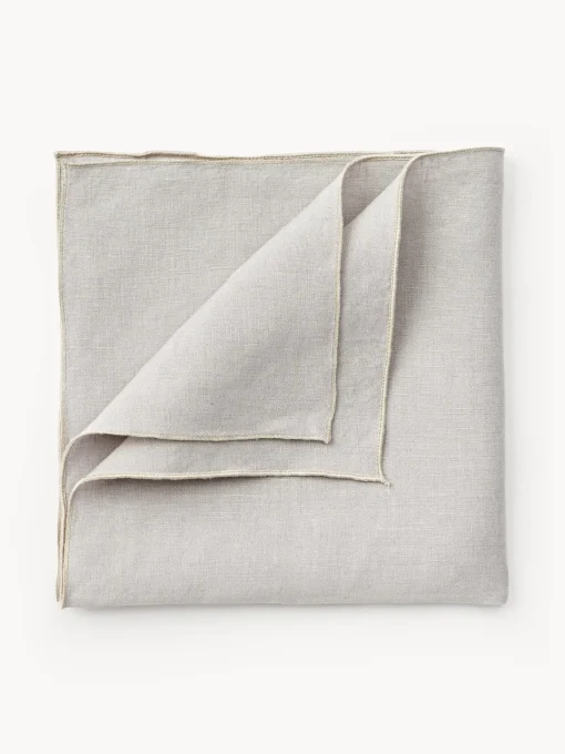 Westwing Collection Servilletas de lino con ribete Kennedy, 4 uds.