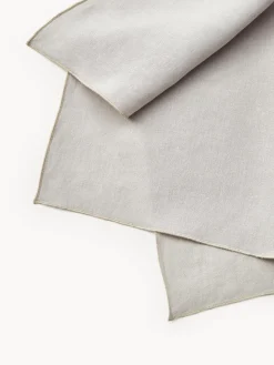 Westwing Collection Servilletas de lino con ribete Kennedy, 4 uds.