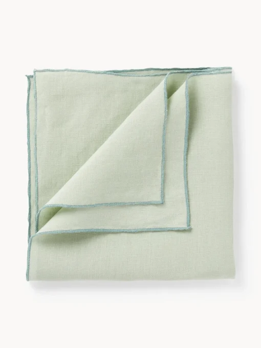 Westwing Collection Servilletas de lino con ribete Kennedy, 4 uds.