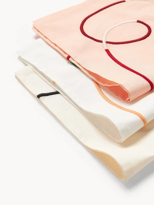Westwing Collection Servilletas de tela con bordado abstracto Sue, 4 uds.