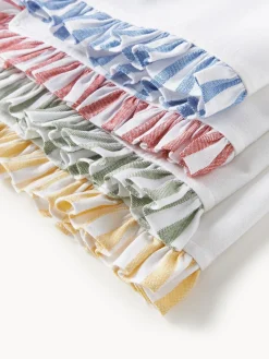 Westwing Collection Servilletas de tela con motivos bordados y volantes Melony, 4 uds.