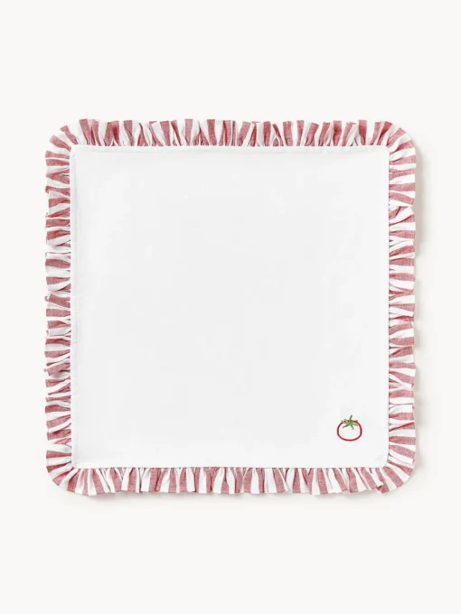 Westwing Collection Servilletas de tela con motivos bordados y volantes Melony, 4 uds.^ Servilletas|Servilletas Y Servilleteros