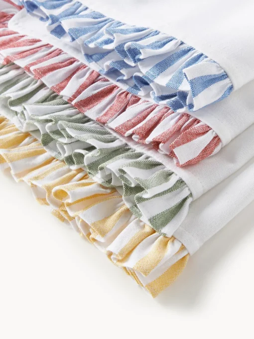 Westwing Collection Servilletas de tela con motivos bordados y volantes Melony, 4 uds.^ Servilletas|Servilletas Y Servilleteros