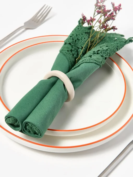 Westwing Collection Servilletas de tela con ribete de encaje Flavia, 4 uds.^ Servilletas|Servilletas Y Servilleteros