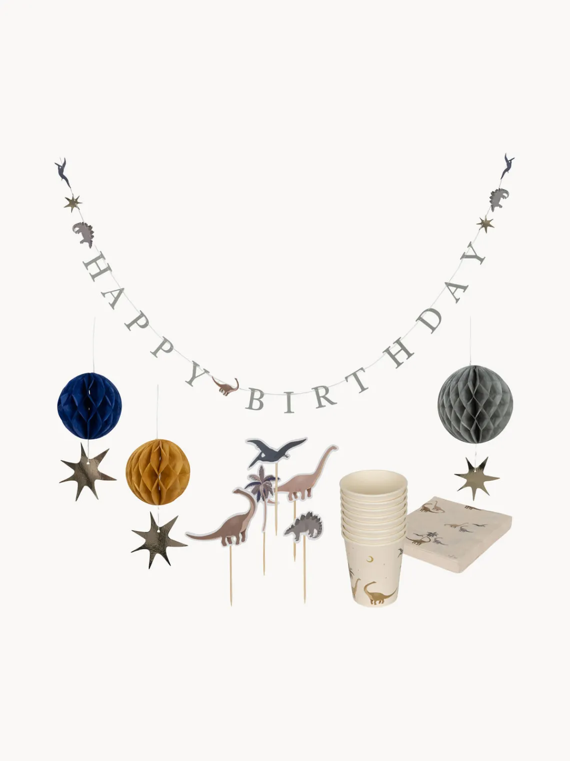 Niños Konges Slojd Set de cumpleaños infantil Dino, 49 pzas.