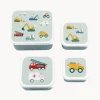 A Little Lovely Company Set de fiambreras infantiles Vehicles, 4 uds.^Niños Biberones Y Fiambreras|Decoración Infantil