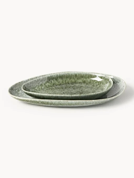 Westwing Collection Set de fuentes artesanales con forma orgánica Macey, 2 uds.