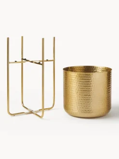 Westwing Collection Set de macetero de metal martillado Nives, 2 uds.^ Maceteros|Jarrones