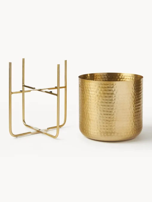 Westwing Collection Set de macetero de metal martillado Nives, 2 uds.^ Maceteros|Jarrones