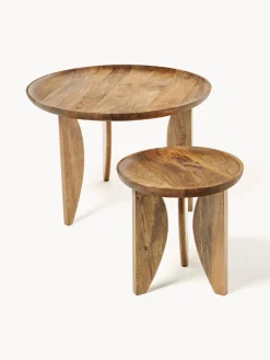 Set de mesas auxiliares de madera de mango Ella, 2 uds.^ Mesas Auxiliares