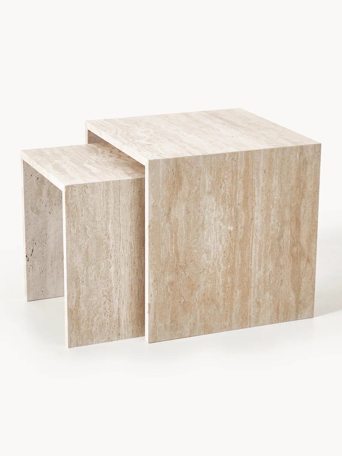 blomus Set de mesas auxiliares de travertino Varu, 2 uds.