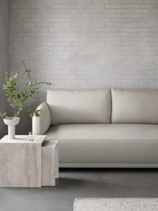 blomus Set de mesas auxiliares de travertino Varu, 2 uds.